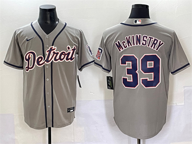 Men's Detroit Tigers #39 Zach McKinstry Grey Cool Base Stitched Baseball Jersey